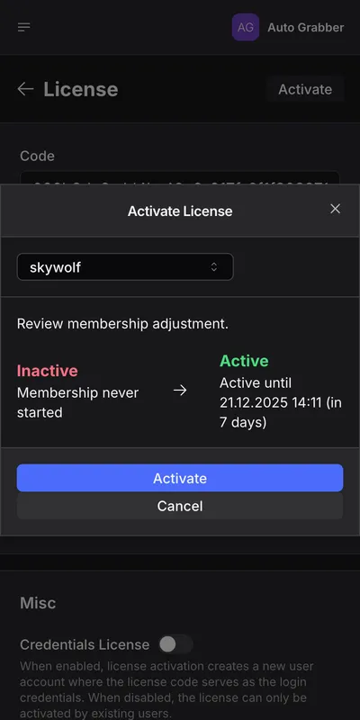 License activation and HWID binding in software licensing system
